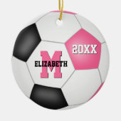 roze, schattige voetbalwedstrijd keramisch ornament (Voorkant)