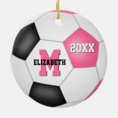 roze, schattige voetbalwedstrijd keramisch ornament (Achterkant)