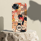 Roze Schattige Warm Te veel katten Aangepaste naam Case-Mate iPhone Case