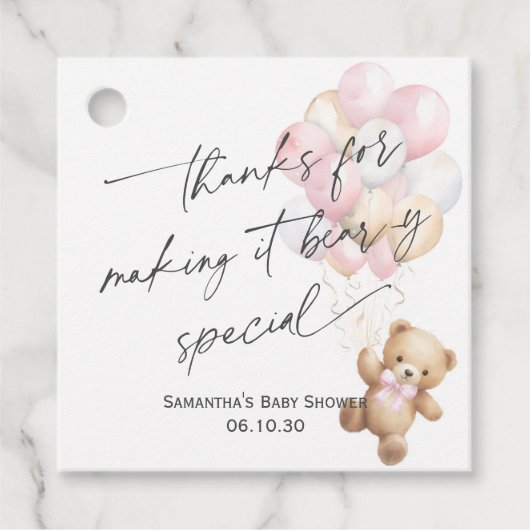 Roze Schattige We kunnen bijna wachten Modern Girl Bedankjes Labels (Voorkant)