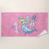Roze Schattige Zeemeermin Custom Meisje Strandlaken (Voorkant)