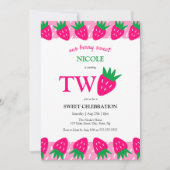 Roze Schattigee Aardbei Berry Sweet 2e Verjaardag Kaart (Voorkant)