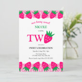 Roze Schattigee Aardbei Berry Sweet 2e Verjaardag Kaart (Staand voorkant)