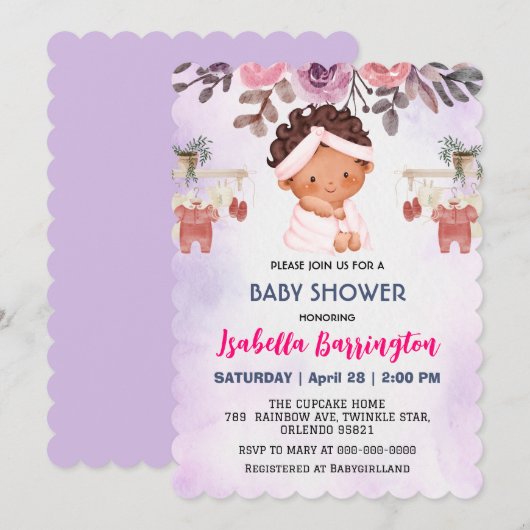 Roze Schattigee Baby Meisjes Roos bloemen kinder b Kaart (Voorkant / Achterkant)