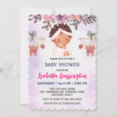 Roze Schattigee Baby Meisjes Roos bloemen kinder b Kaart (Voorkant)