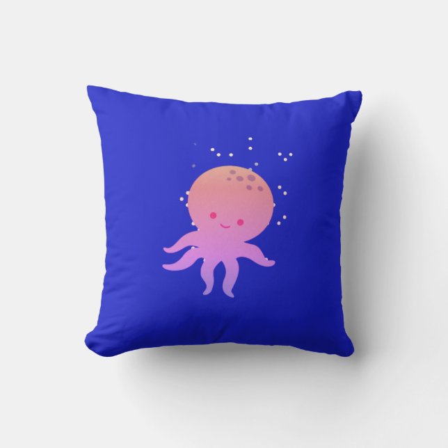 Roze Schattigee Baby Octopus Cartoon Kussen (Voorkant)