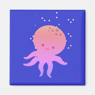 Roze Schattigee Baby Octopus Cartoon Magneet