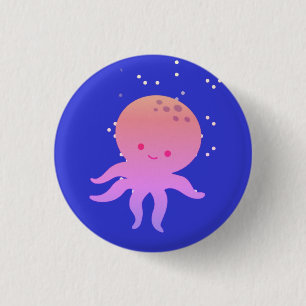 Roze Schattigee Baby Octopus Cartoon Ronde Button 3,2 Cm