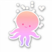 Roze Schattigee Baby Octopus Cartoon Sticker (Voorkant)