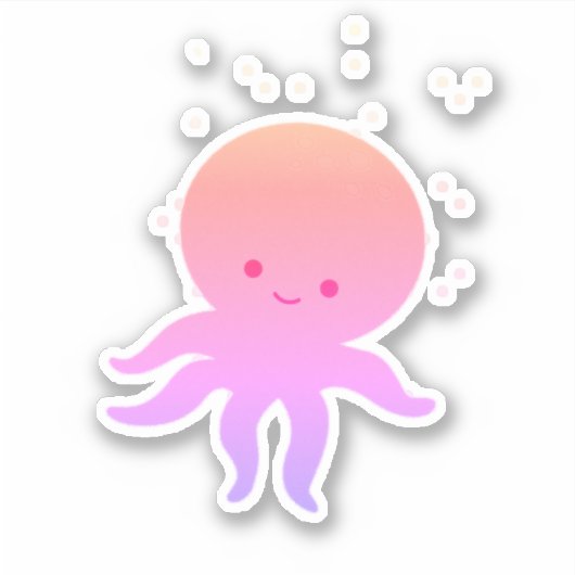 Roze Schattigee Baby Octopus Cartoon Sticker (Voorkant)