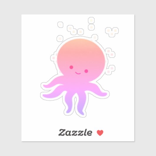 Roze Schattigee Baby Octopus Cartoon Sticker (Vel)