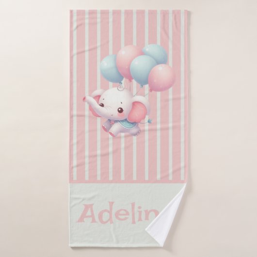 Roze, Schattigee baby olifant Badhanddoek (Badhanddoek)