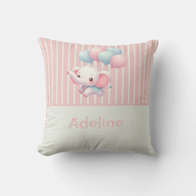 Roze, Schattigee baby olifant Kussen (Voorkant)