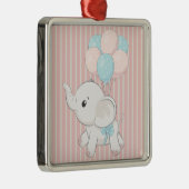 Roze, Schattigee baby olifant Metalen Ornament (Rechts)