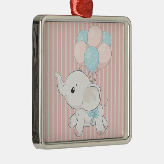 Roze, Schattigee baby olifant Metalen Ornament (Rechts)