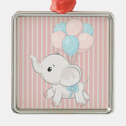 Roze, Schattigee baby olifant Metalen Ornament (Voorkant)