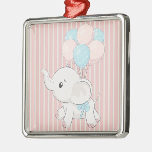 Roze, Schattigee baby olifant Metalen Ornament (Links)