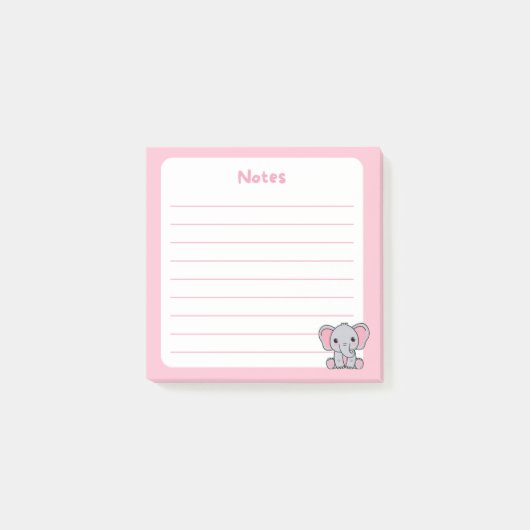 Roze Schattigee Baby olifant zitten Post-it® Notes (Voorkant)