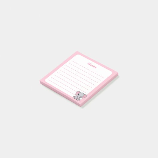 Roze Schattigee Baby olifant zitten Post-it® Notes (Schuin)