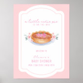Roze Schattigee Bloementaart Raspberry Baby shower Poster (Voorkant)