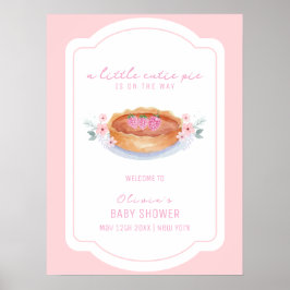 Roze Schattigee Bloementaart Raspberry Baby shower Poster