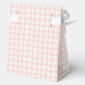 Roze Schattigee Boho Arch Gingham Sweetheart Baby Bedankdoosjes (Achterkant)