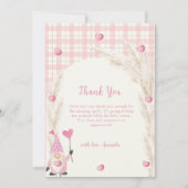 Roze Schattigee Boho Arch Gingham Sweetheart Baby  Bedankkaart (Voorkant)