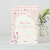 Roze Schattigee Boho Arch Gingham Sweetheart Baby  Bedankkaart (Staand voorkant)