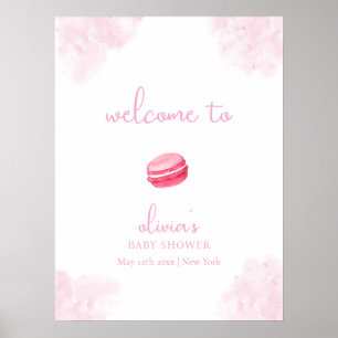Roze Schattigee Bonjour Bébé Macaron Baby shower W Poster