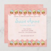 Roze Schattigee cupcakes Kaart (Voorkant / Achterkant)