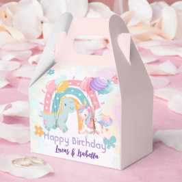 Roze Schattigee Eenhoorn dinosaurussen regenboog V Bedankdoosjes