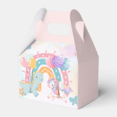 Roze Schattigee Eenhoorn dinosaurussen regenboog V Bedankdoosjes (Achterkant)
