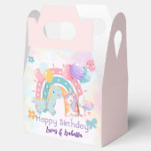 Roze Schattigee Eenhoorn dinosaurussen regenboog V Bedankdoosjes (Geopend)