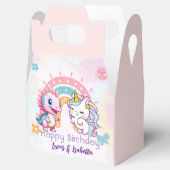 Roze Schattigee Eenhoorn dinosaurussen regenboog V Bedankdoosjes (Geopend)