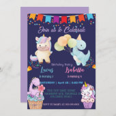 Roze Schattigee Eenhoorn dinosaurussen regenboog V Kaart (Voorkant / Achterkant)