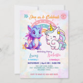 Roze Schattigee Eenhoorn dinosaurussen regenboog V Kaart (Voorkant)