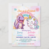 Roze Schattigee Eenhoorn dinosaurussen regenboog V Kaart (Voorkant)