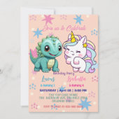 Roze Schattigee Eenhoorn dinosaurussen regenboog V Kaart (Voorkant)