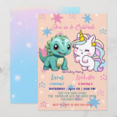 Roze Schattigee Eenhoorn dinosaurussen regenboog V Kaart (Voorkant / Achterkant)