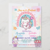 Roze Schattigee Eenhoorn dinosaurussen regenboog V Kaart (Voorkant)