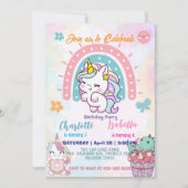 Roze Schattigee Eenhoorn dinosaurussen regenboog V Kaart (Voorkant)