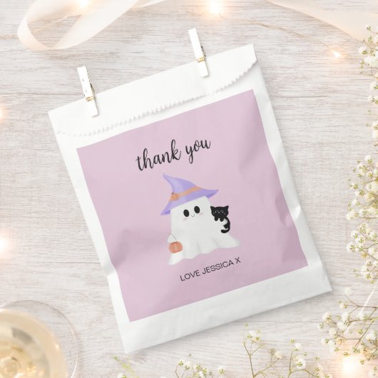 Roze Schattigee Geest Halloween Verjaardag Dank u Bedankzakje (Geknipt)