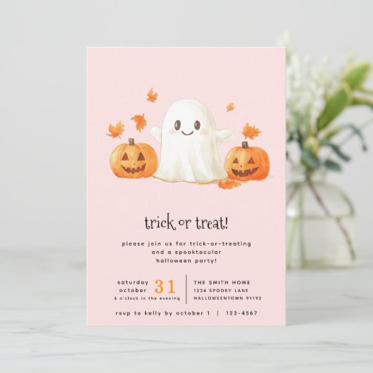 Roze Schattigee geest Spooktaculaire truc of behan Kaart (Staand voorkant)