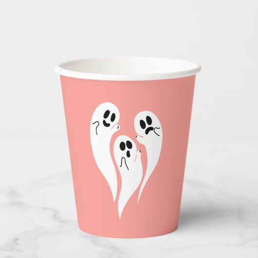 Roze Schattigee Geesten Papieren Bekers (Voorkant)