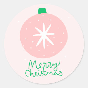 Roze Schattigee geïllustreerde kerst ronde Sticker