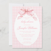 Roze Schattigee Gingham Coquette Bow Baby Girl Sho Kaart (Voorkant)