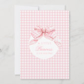 Roze Schattigee Gingham Coquette Bow Baby Girl Sho Kaart (Achterkant)