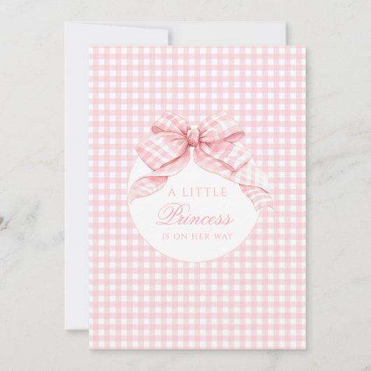 Roze Schattigee Gingham Coquette Bow Baby Girl Sho Kaart (Achterkant)