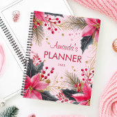 Roze Schattigee Girly Elegante Kerstvakantie Planner