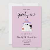 Roze Schattigee Halloween Ghost 1st Birthday Girl  Kaart (Voorkant)